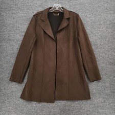 Tahari Jacket Womens L Large Brown Professional Open Front Career