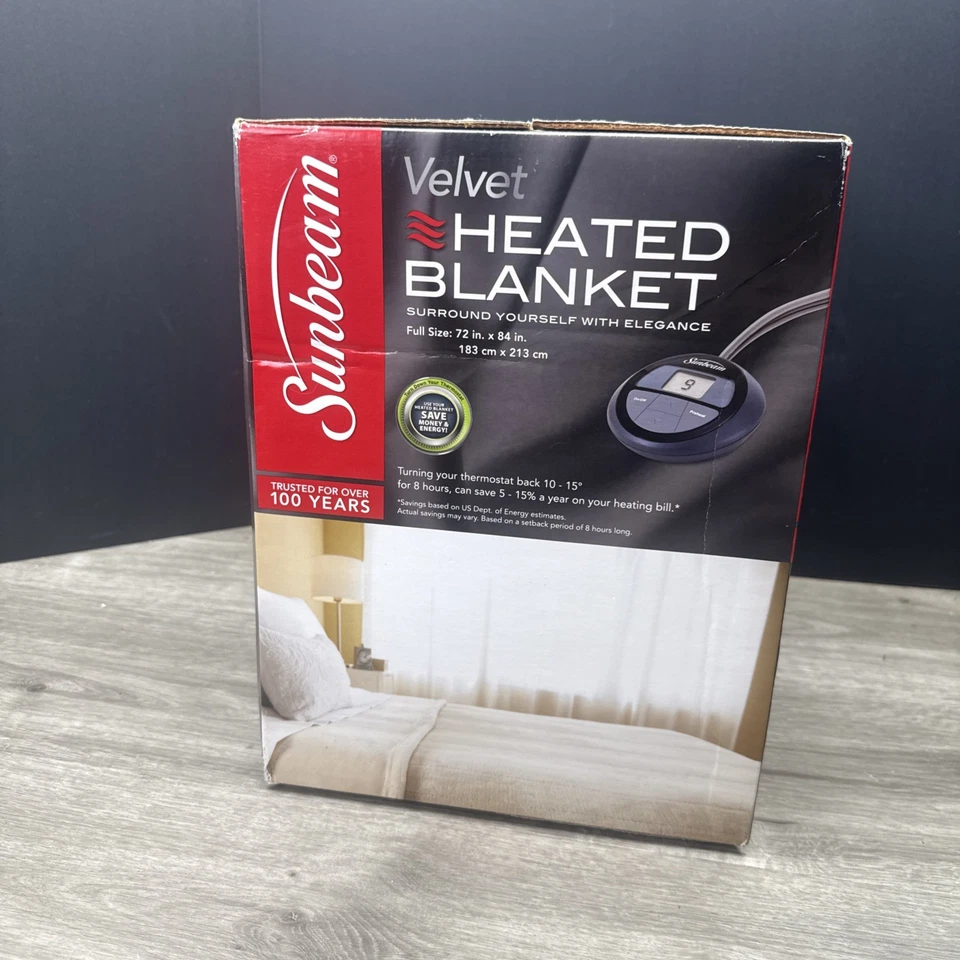 NEW Sunbeam - Velvet - Plush Premium Soft Heated Blanket - Full, Gray - Image 4 of 4