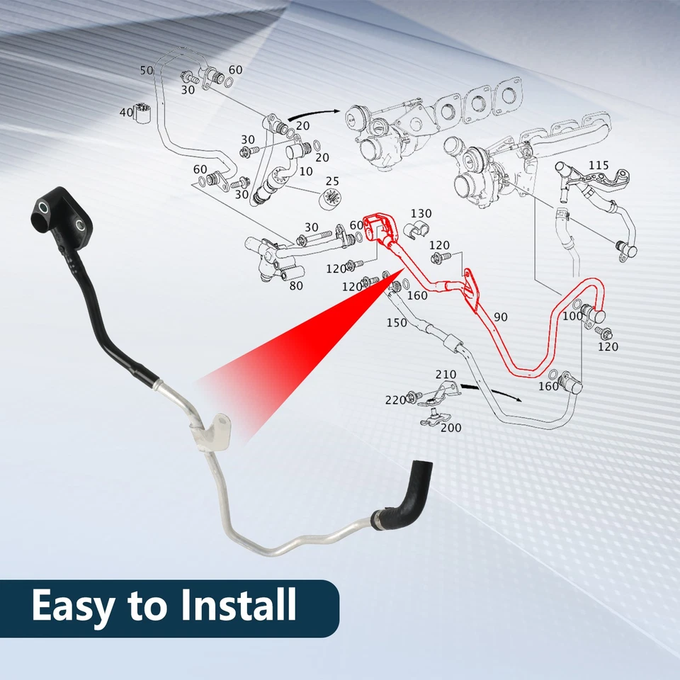 Turbo Turbocharger Coolant Tube Left for 2013-2014 Mercedes-Benz GL450 - Image 4 of 4