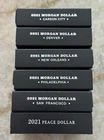 6 Coin Set 2021 Morgan & Peace Silver Dollar "P D O S CC and P Peace" W/ Box-COA