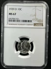 1939-D 10C  Mercury Dime NGC MS67  6967856-021