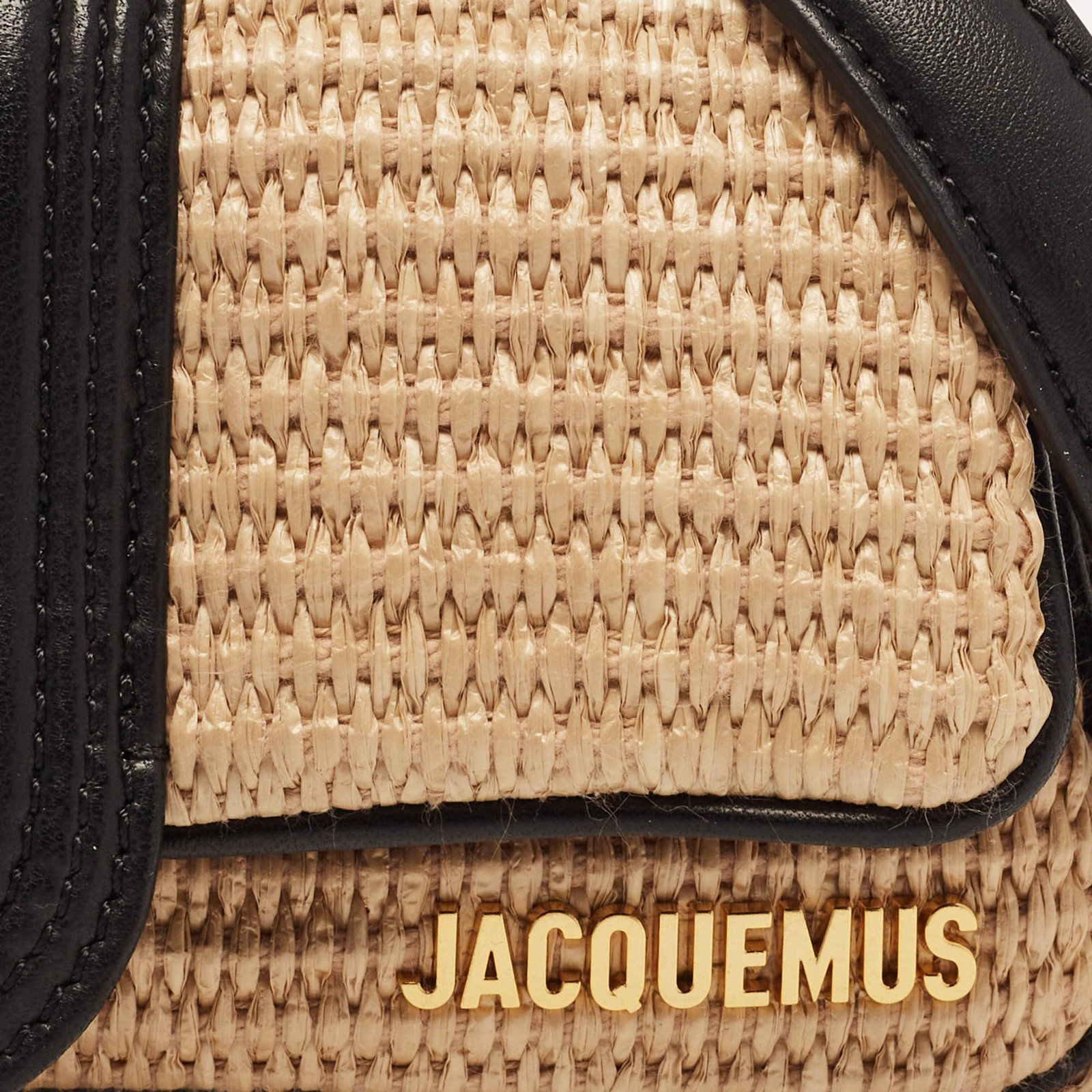 Jacquemus Bambimou Le Petit IvoryBlack Raffia and Leather Shoulder Bag image 5