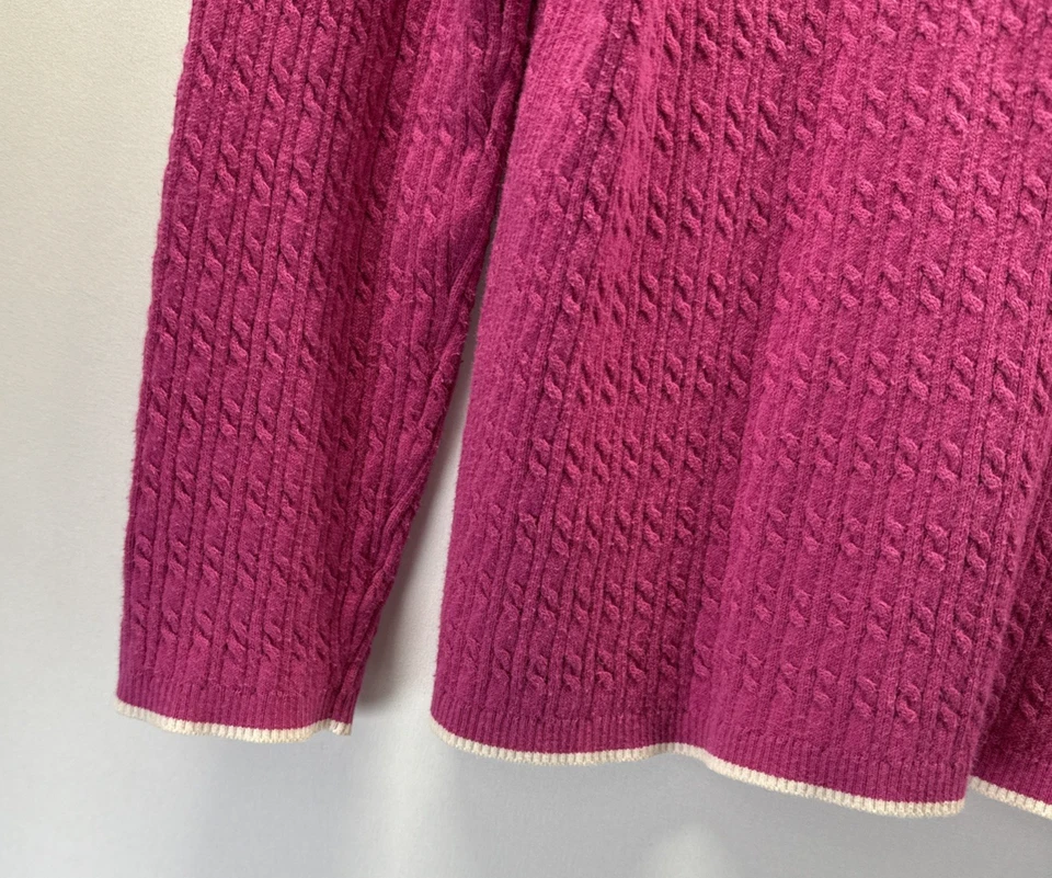 Suéter Brooks Brothers 346 para mujer mezcla de cachemir talla L rosa liso tejido con cable Foto 4 de 4