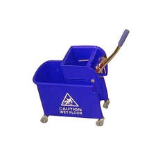 Ramon Blue/Red 17L Mop Bucket with Wheels and Wringer System for Floor Cleaning