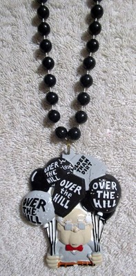 ''OVER the HILL'' GRANDPA with BALLOONS BIRTHDAY PARTY BEAD MARDI GRAS  (B700)