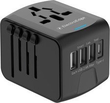 Universal Travel Adapter with 3USBA  1USBC Port, All-in-1 Worldwide Travel
