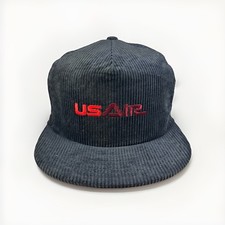 Vintage US AIR Hat 80s Corduroy Snapback Airline MADE IN USA, Swingster