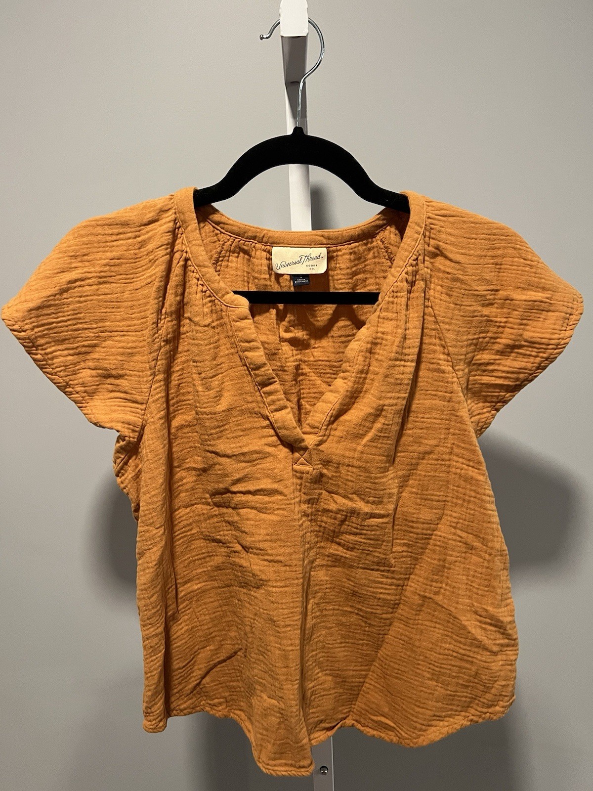 Universal Thread Orange Textured Gauze Cotton Flo… - image 1