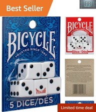 5-Count D6 Dice Set in White and Black - Ideal for Poker  More