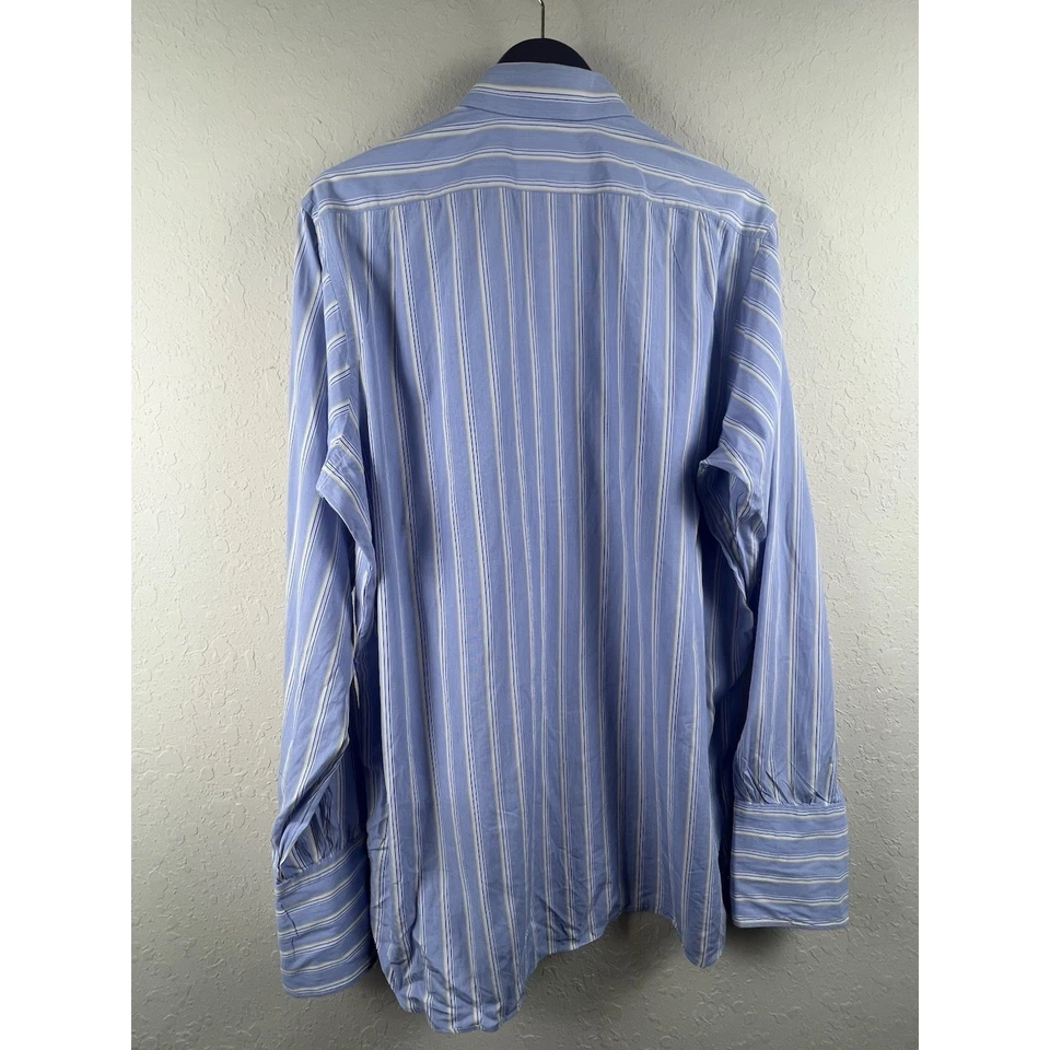 Camisa de Vestir Turnbull Asser Hecha en Londres Inglaterra Madreperla Puño Francés 17 Foto 2 de 4