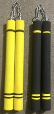 Padded Foam Training Nunchucks 9-3/4" Yellow/Black, Lot Of 2 Pair NOS