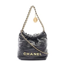 Chanel 22 Mini Leather Shoulder Bag Women Black One Size