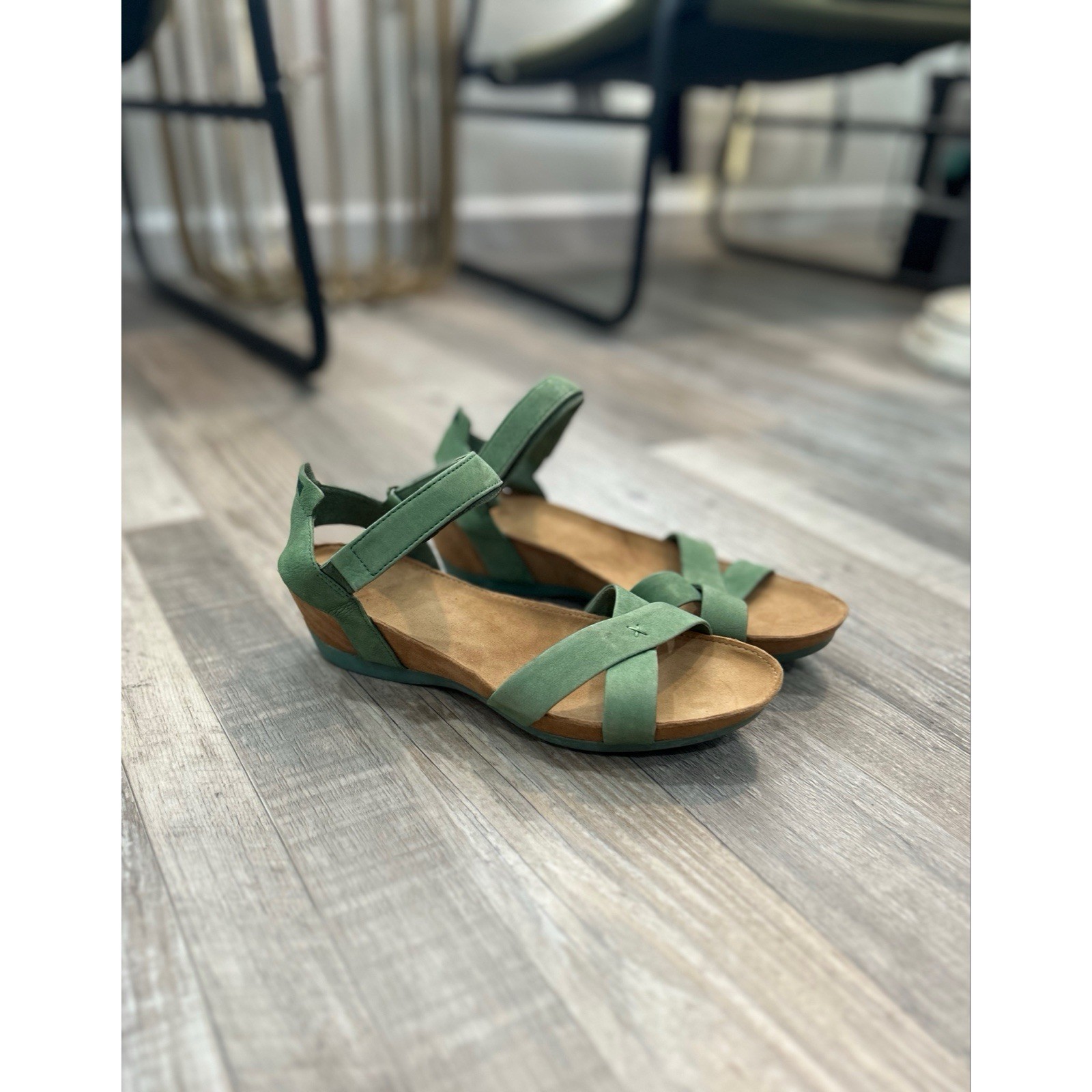 APL Sandali donna Camper in pelle di vitello verde micro zeppa taglia 39 EU 8 5 US