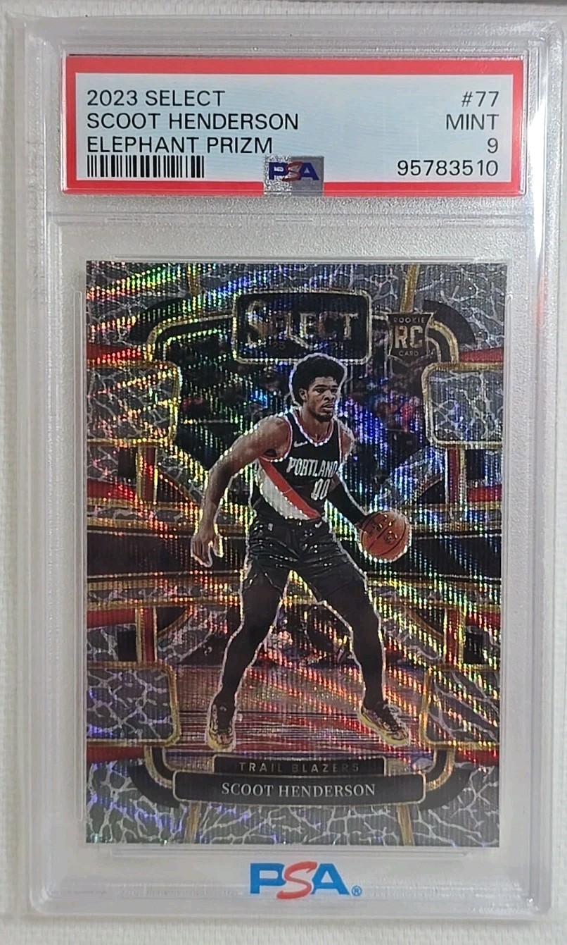 2023-24 Panini Select - Concourse Scoot Henderson #77 Elephant Prizm (RC) PSA9