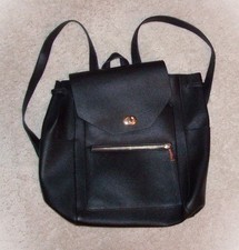 WOMEN'S BACKPACK PURSE 14" High X 15" Wide X 5" Deep Side Pockets BLACK