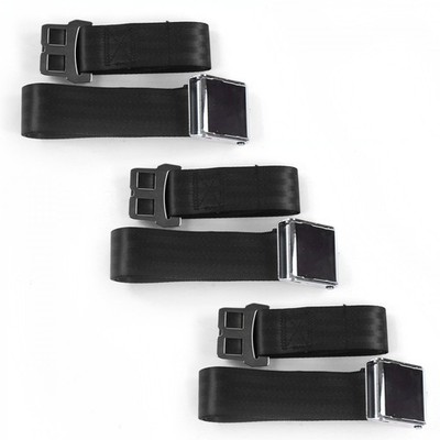 AMC Gremlin 1970 - 1979 Airplane 2pt Black Lap Bench Seat Belt Kit - 3 Belts 