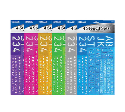 4 pcs/pk 1-1/8'' Alphabet Letters & Numbers Stencils Plastic Set 8,10,20,30mm