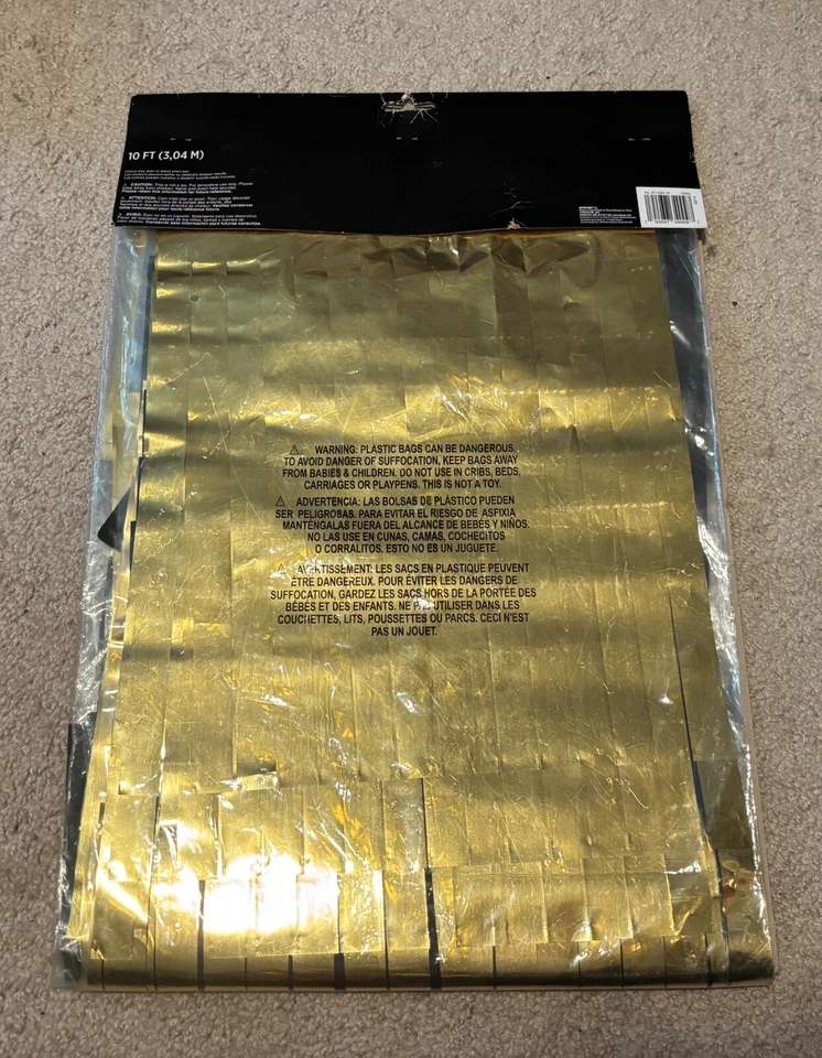 $72 Black + Gold Fringe Ceiling Drape Decor Grad Birthday New Year's Eve Party - Image 2 of 4