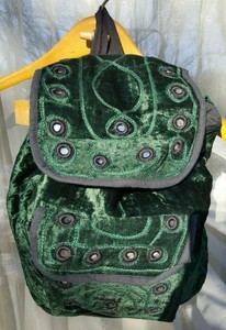 green velvet backpack
