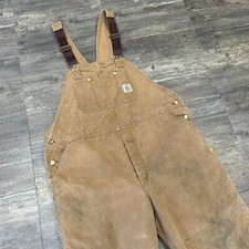 Men s Carhartt Double Knee Insulated Overalls Bibs Brown Stained NO Size 46