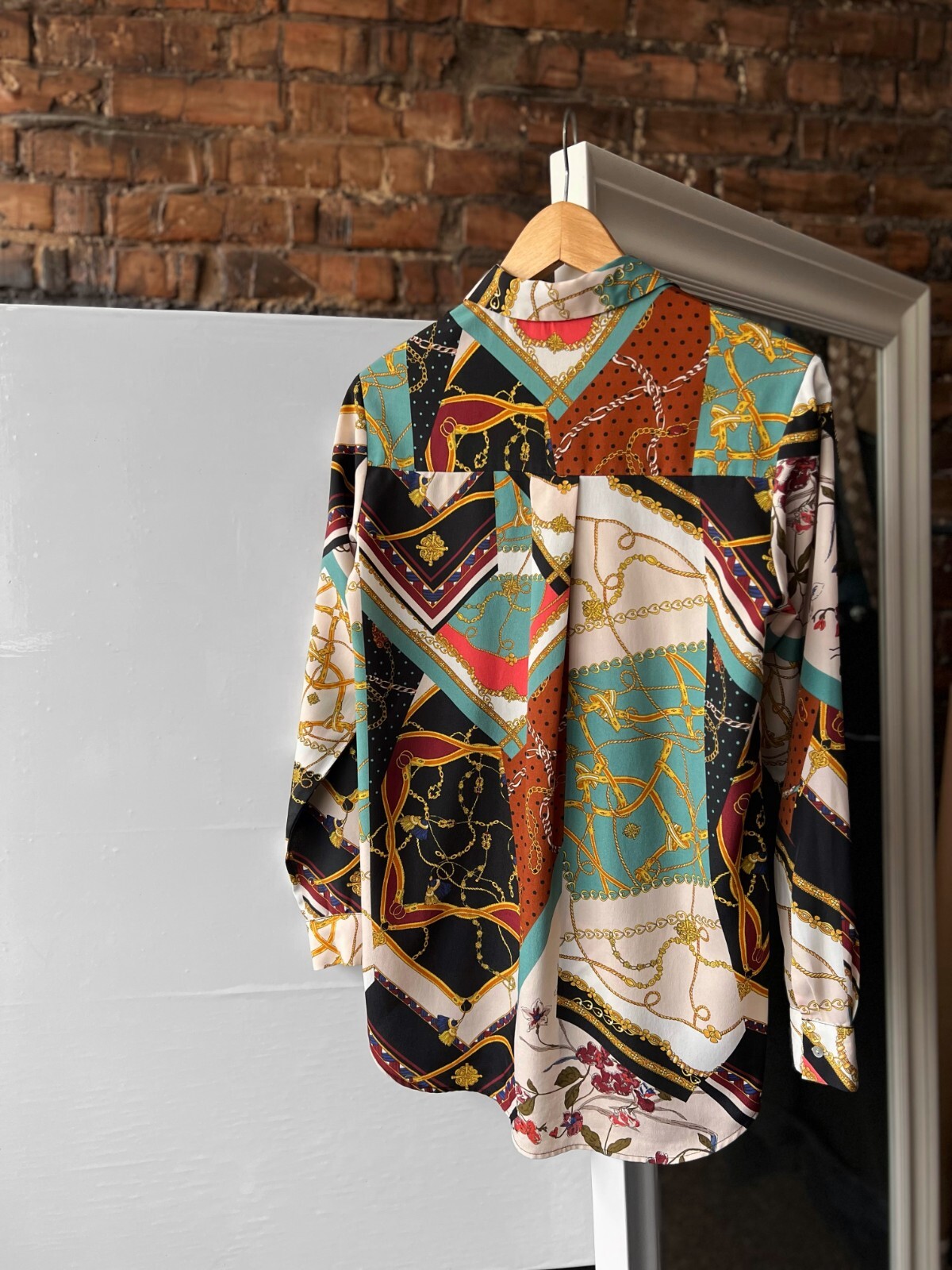 Zara Basic Chain Patchwork Print Scarf Flowing Bl… - image 3