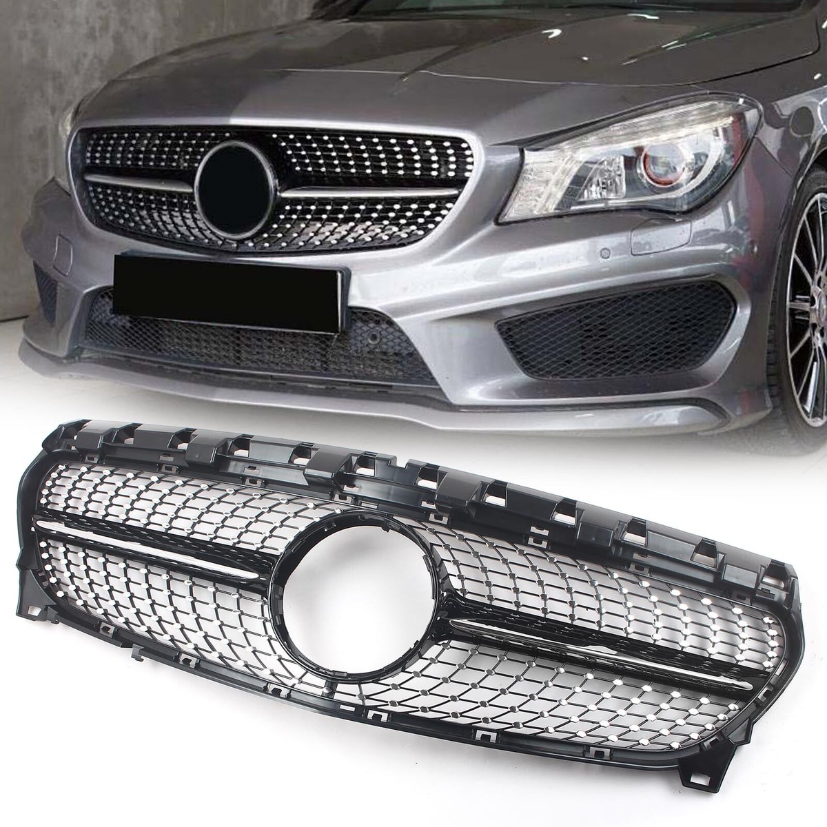 Schwarz Front Grill Kühlergrill für Mercedes Benz W117 CLA 250
