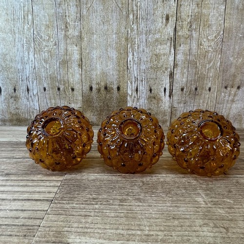 3 Small Amber Tension Pole Lamp Globe Replacements 70’s Glass. Beautiful - Picture 5 of 14
