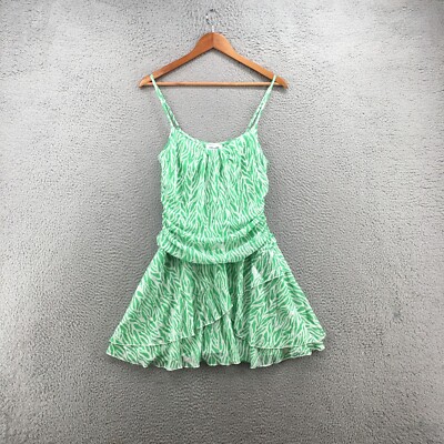 Diane Von Furstenberg Mini Dress Womens L Green Mesh Spaghetti Straps Casual  | eBay