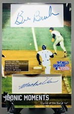BILL BUCKNER & MOOKIE WILSON CUSTOM CUT AUTOGRAPHED JUMBO CARD 1986 WORLD SERIES