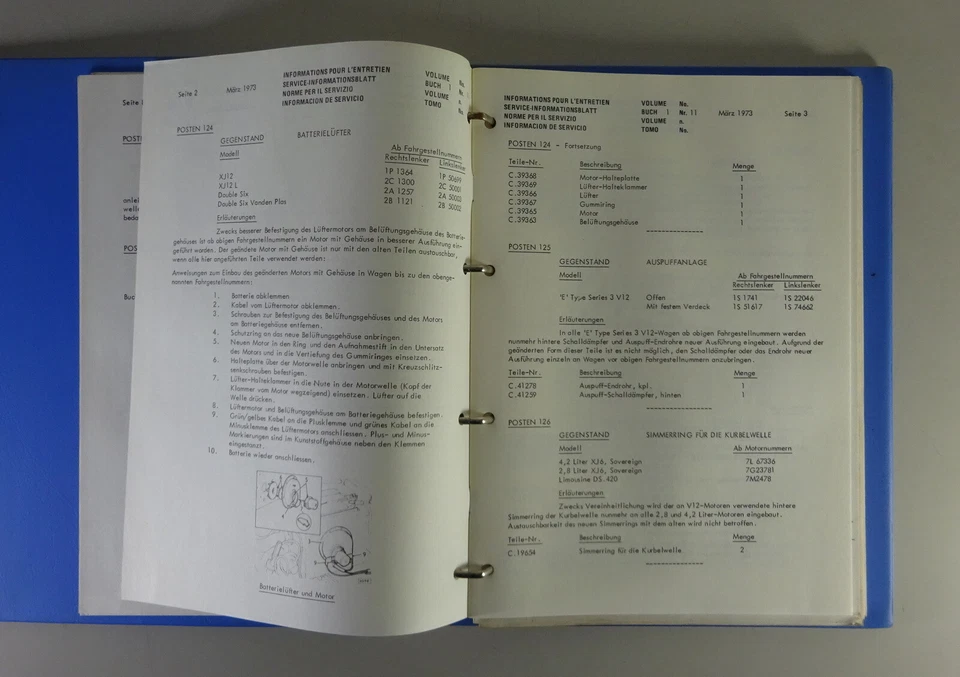 Service Informationen Jaguar XJ 6 / 12 + E-Type V12 Stand 1972 - 1974 — 第 4/4 张图片