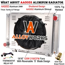 3 Row Radiator Shroud Fan For 1961-1966 62 Ford Thunderbird T-Bird 6.4L 7.0L V8