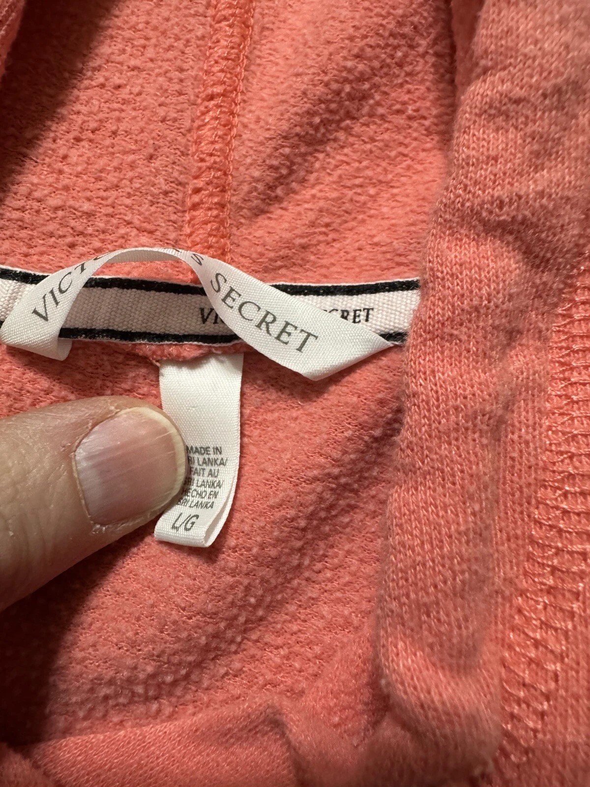 UNDERCOVER TUNICA CON CAPPUCCIO VICTORIA'S SECRET TOP MODEL ARANCIONE CORALLO ROSA MANICA CORTA TAGLIA LG