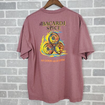 Bacardi Rum T-Shirt Soft Red Mens XL Spice As Good As It Gets Barrel Graphic