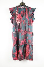 Tommy Hilfiger Petite Tie-Neck Pleated Tiered Spruce Multi Size 6P