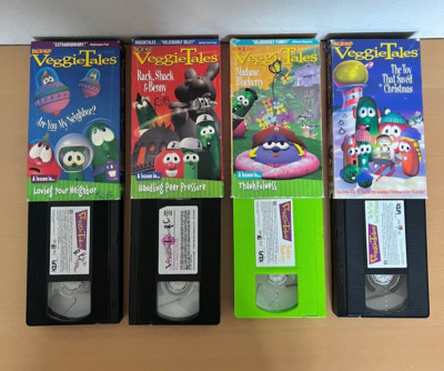 Vintage Lot of 4 VeggieTales VHS Video Tapes Kids Animated Cartoons