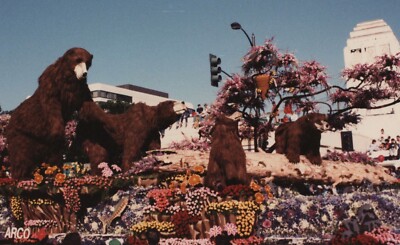 Bear Parade Float Floral Lively Spectators Festive Spirit 1980s