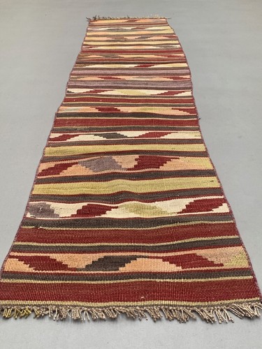 Old Turkish narrow Kilim Runner 265x52 cm shabby chic, vintage kelim