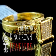 Real Diamond Cinderella Princess Cut  Bridal Wedding Engagement Ring Gold Finish
