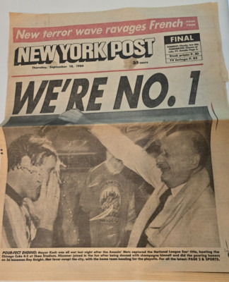 Sept 18,1986 New York Post Mets Headline ''We're No. 1'' 6 Page Special!!