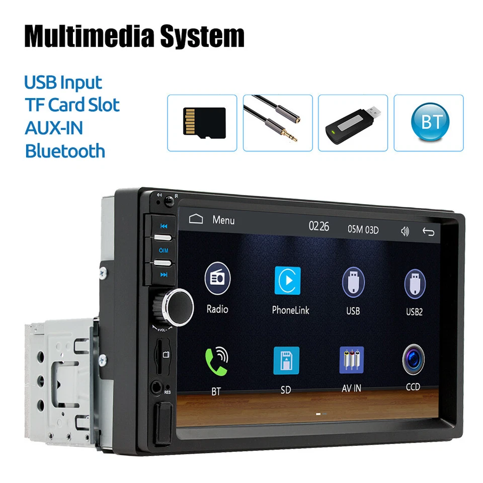 ESSGOO 1 DIN Carplay Android Auto Autoradio BT AUX USB 7" Schermo Remoto Mirror - Immagine 3 di 4