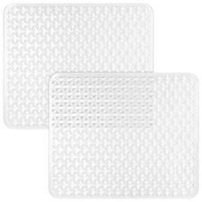 2 Pack 12.6x10.5" Clear PVC Kitchen Sink Mat Triangular Hole Design Protector
