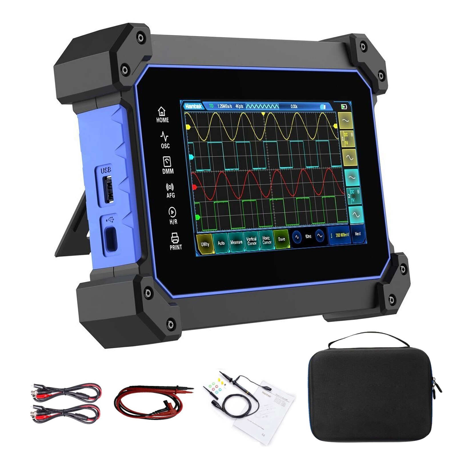 NEW Hantek Touch Screen Oscilloscope 4CH 110250MHz Bandwidth+Signal Source+DMM eBay
