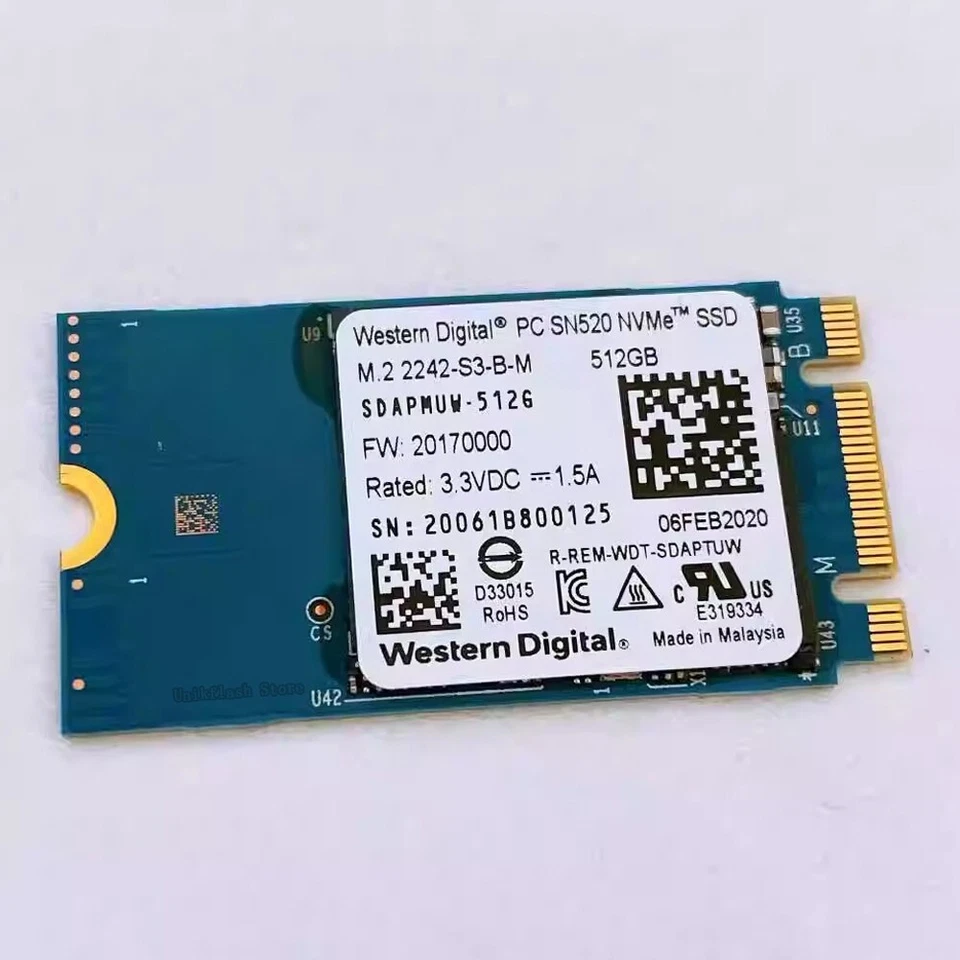 Western Digital SN520 128GB 256GB 512GB M.2 2242 SSD PCIe3x2 For Lenovo Laptop - Image 2 of 3