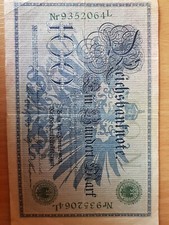 Zwei deutsche Reichsbanknoten ,50Mark Sch.v.10.3.1906, 100Mark Sch.v.7.2.1908