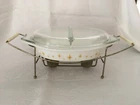 Vtg Pyrex Constellation Atomic Starburst Divided Dish Lid & Candle Warming Stand