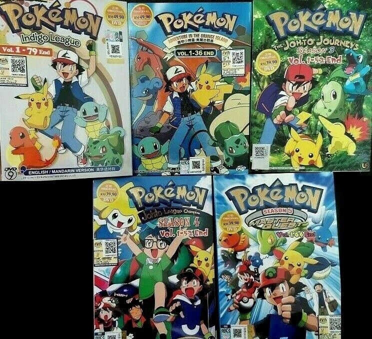 DVD Pokemon Season 1-5 Complete TV Series English Dubbed Anime NEW +Tracking