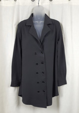 Missguided Black Double Button Curve Hem Shirt Dress Size 10 Uk CR057 HH 11