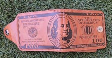  100 Dollar Bill Print Leather Wallet - Leather Printed Bifold Novelty Wallet