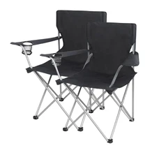 2 Pack Portable Camping Chair Heavy Duty Folding Chair w/ Cup Holder Oversized