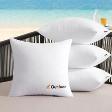 Outdoor Pillows Set of 4 18x18 Waterproof Throw Pillow Inserts, Decorative Wa...